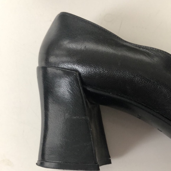 Prada- black block heel leather square toe pump size 39 1/2. - Picture 2 of 10